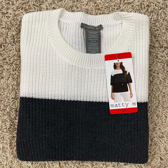 Matty M Women's Elbow Sleeve Colorblock Sweater, Size Medium (New) - Picture 3 of 13